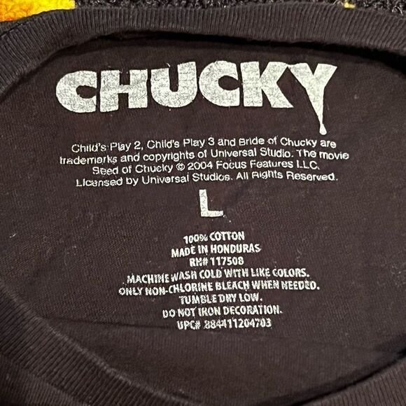 ’04 Chucky Look Who’s Stalking! Black Graphic Tee Shirt / Size L - Picture 4 of 4